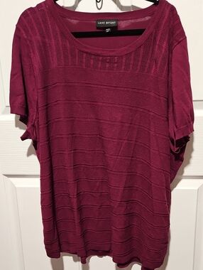 Lane Bryant Short Sleeve Knit Top - Plum